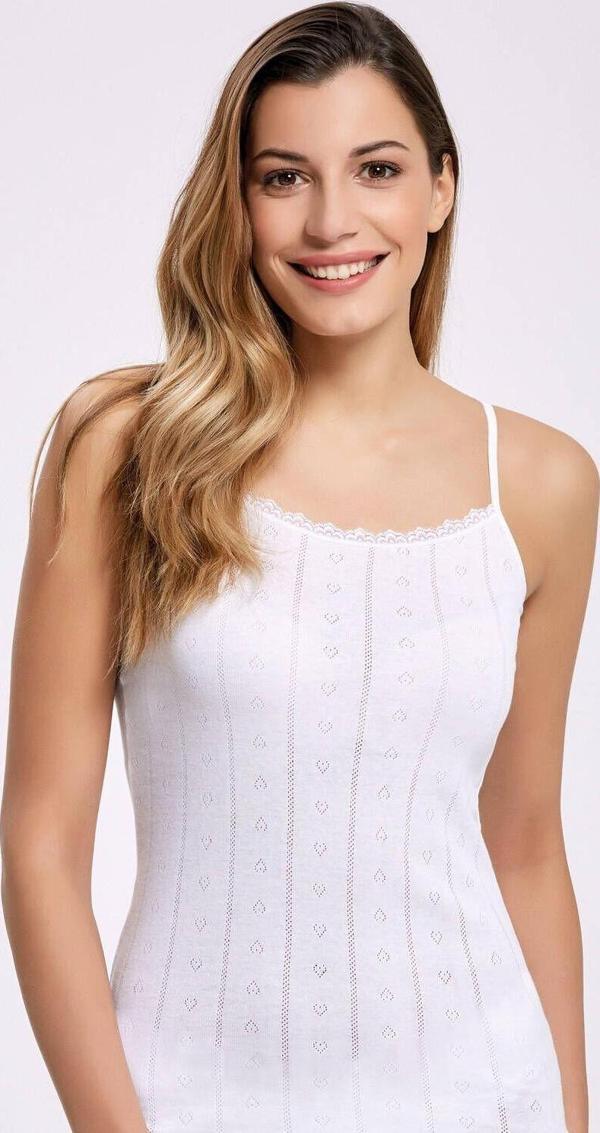 Jakarlı (Transferli Ribana) İp Askılı Kadın Atlet   5 Adet - Image 1