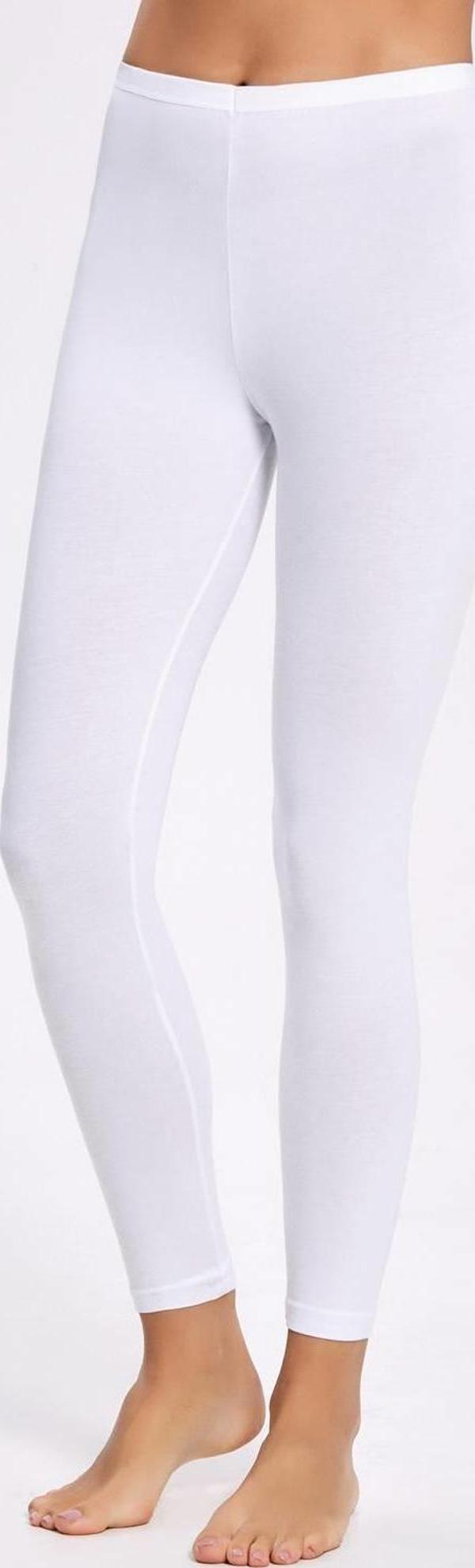 Likralı Uzun Beyaz Kadın Tayt - Image 1