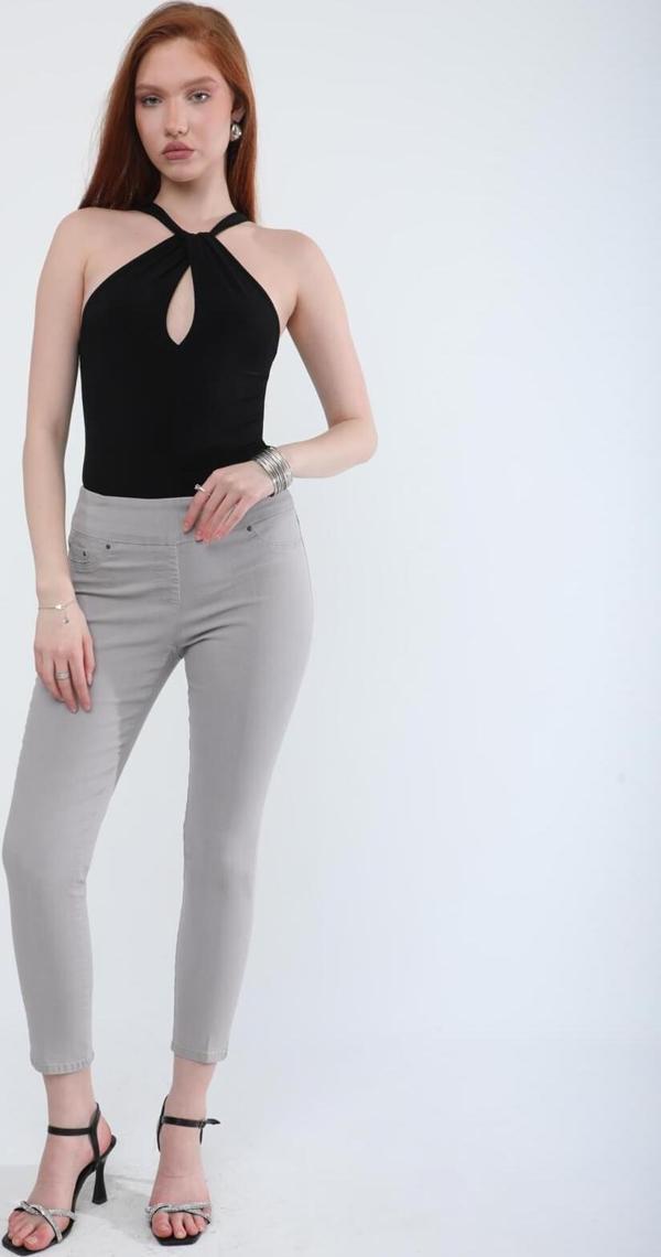 Kadın Likralı Esnek Jean Pantolon Gri - Image 1