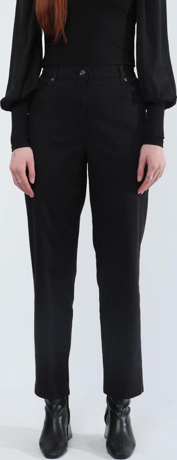 Kadın Beli Lastikli Likralı Esnek Jean Pantolon Siyah - Image 1