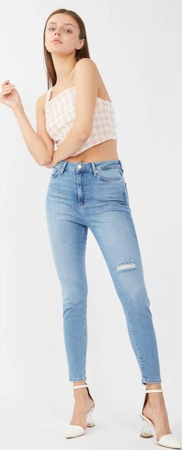 Kadın Mavi Süper Skinny Fit Jean Pantolon - Image 1