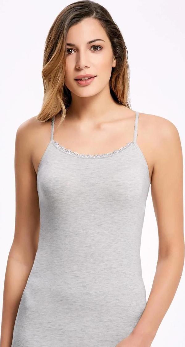 Melanjlı Dantelli İp Askılı Kadın Atlet   5 Adet - Image 1