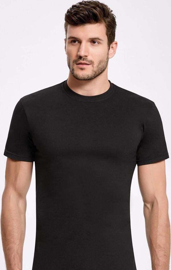 Siyah Bisiklet Yaka Erkek T-Shirt - Image 1