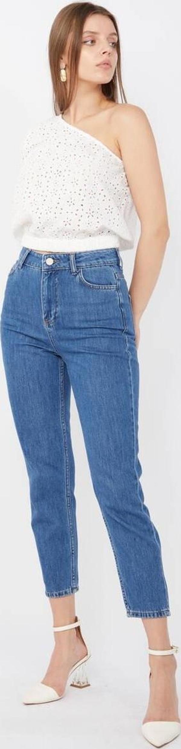 Kadın Mom Jean Pantolon Mavi - Image 1