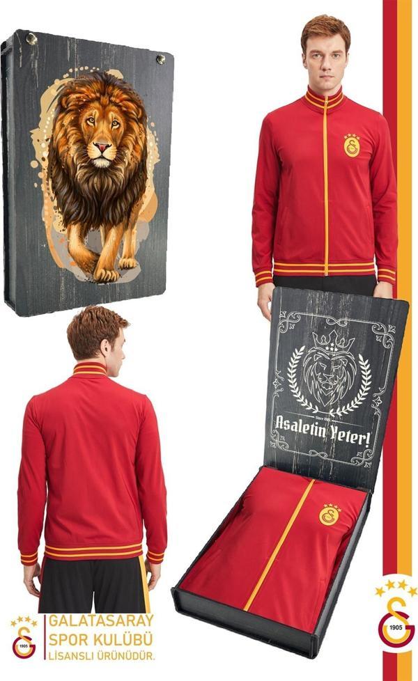 Galatasaray Orijinal Lisanslı Dik Yaka Fermuarlı Erkek Sweat Gs Aslan Baskılı Hediyelik A - Image 1