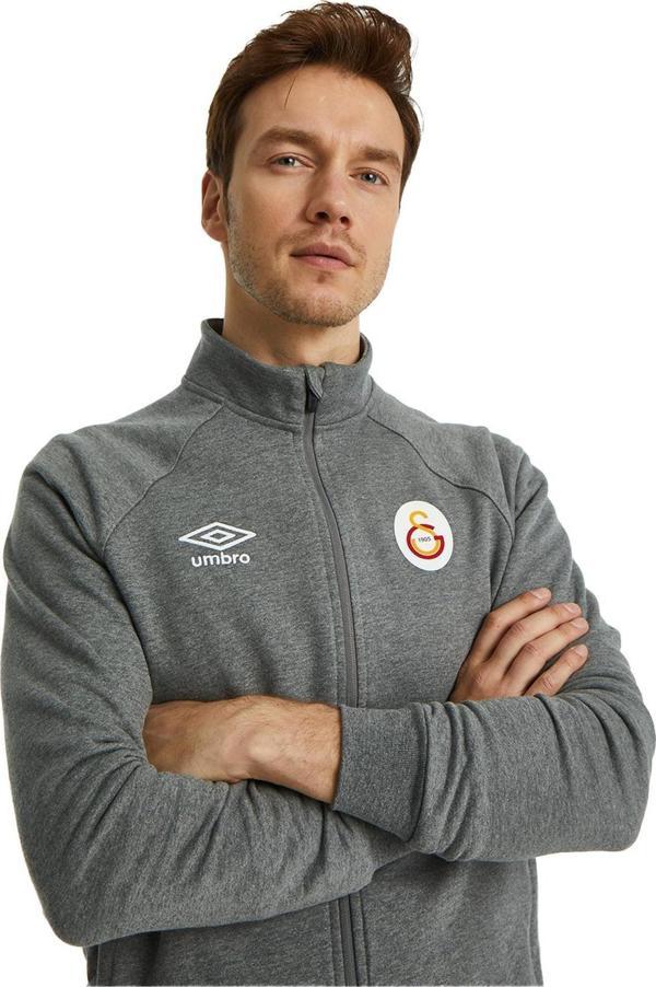 Galatasaray Orijinal Lisanslı Dik Yaka Fermuarlı Gri Sweat - Image 1