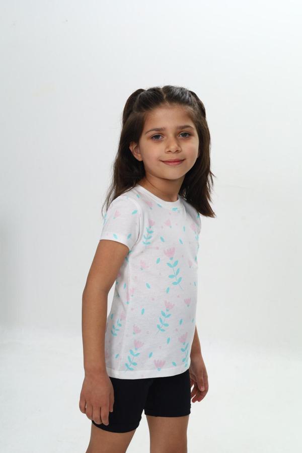 Toontoy Kız Çocuk Komple Lale Baskılı Tişört - Image 1