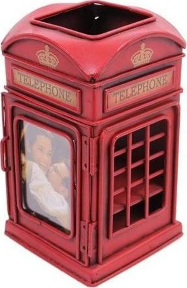Dekoratif Metal Londra Telefon Kulübesi Kalemlik ve Çerçeveli 1404B-1262 - Image 1