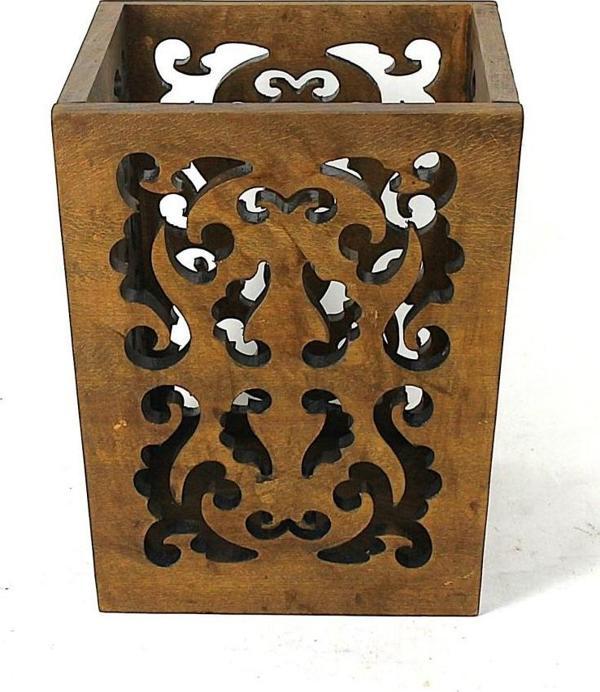 Eskitme Ahşap Oymalı Kova 23xx23x27 cm. - Image 1