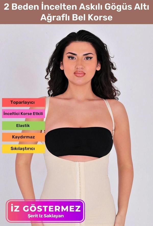 Vücut Şekillendirici Toparlayıcı Sıkılaştırıcı 2 Beden İncelten Askılı Gögüs Altı Ağraflı Bel Korse - Image 1