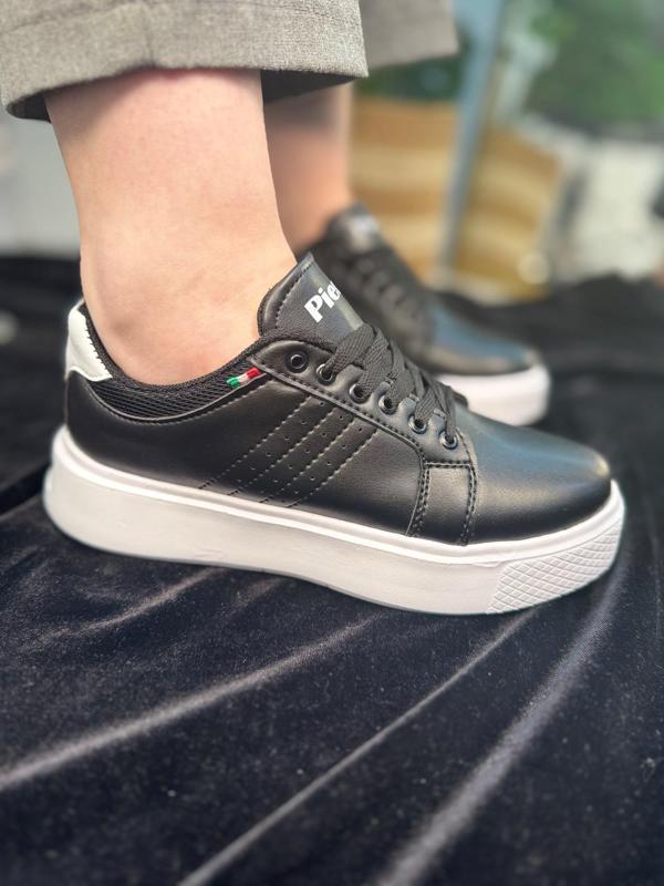Günlük Kadın Spor Ayakkabı Ortopedik Vegan Deri Bağcık Hafif Kalın Yüksek Taban Yürüyüş Sneaker 102 - Image 1