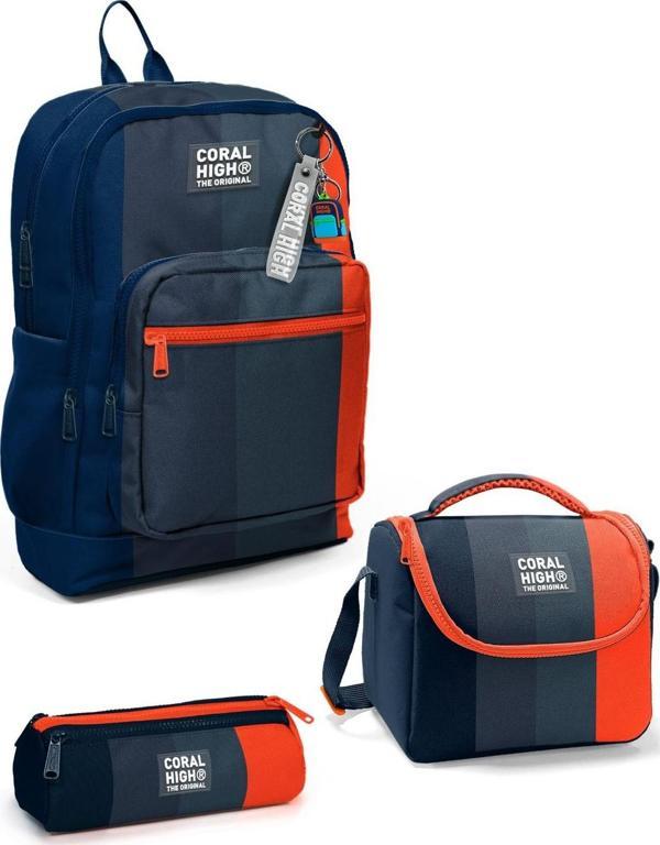 Coral High Kids Renkli Çizgili 3’lü Okul Çanta Seti SET0123782 - Image 1