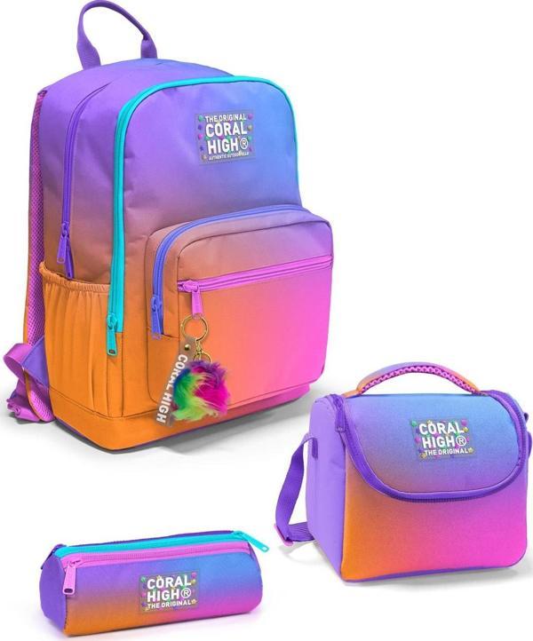 Coral High Renk Geçişli 3’lü Okul Çanta Seti SET0123675 - Image 1