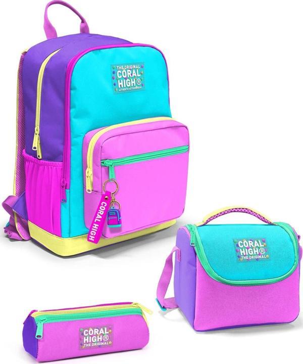 Coral High Çok Renkli 3’lü Okul Çanta Seti SET0123676 - Image 1