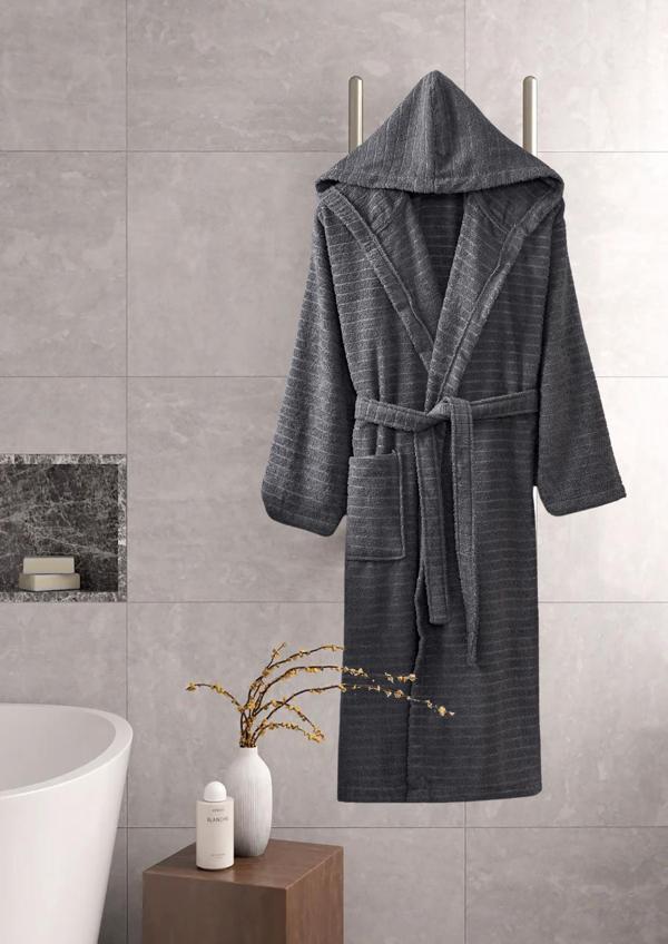 Kapüşonlu Bornoz Doğa Antrasit L/XL - Image 1