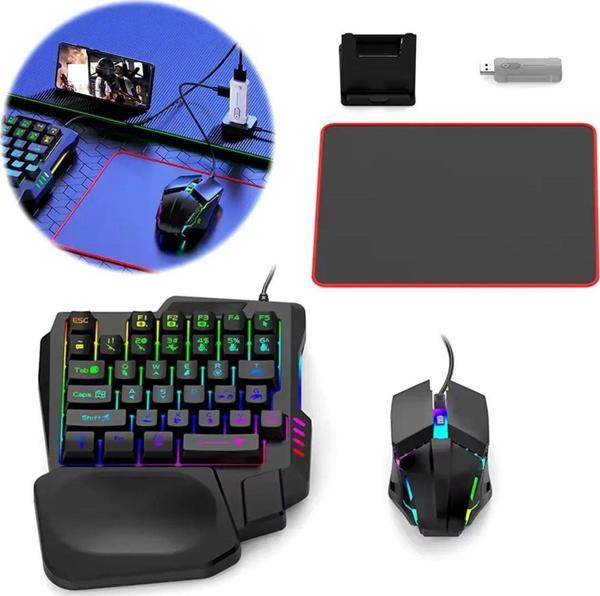 PUBG Mobil Oyun Kit 5in1 BT5.3 Klavye Mouse Set Klavye, Dönüştürücü, Mouse, Mousepad, Telefon Tutucu - Image 1