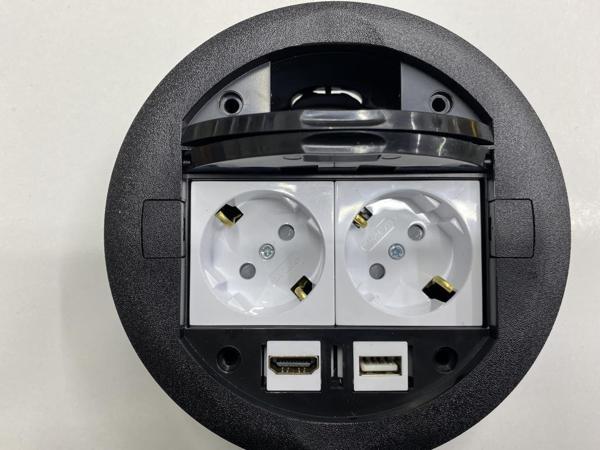 Masa Üstü Priz Siyah+ 2 Ad. Priz+1 Ad. Hdmı+1 Ad. USB Geçiş - Image 1