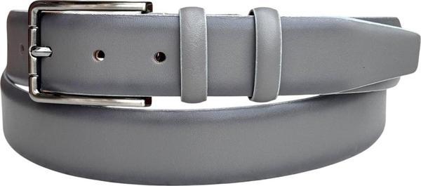 3.5 cm. Tokalı Hakiki Deri Düz Renk Klasik Kemer Gri - Image 1