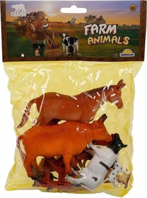 Çocuk 0708 Çiftlik Hayvanları Poşetli Hayvan Oyun Seti Orta Boy- Sunman - Image 1