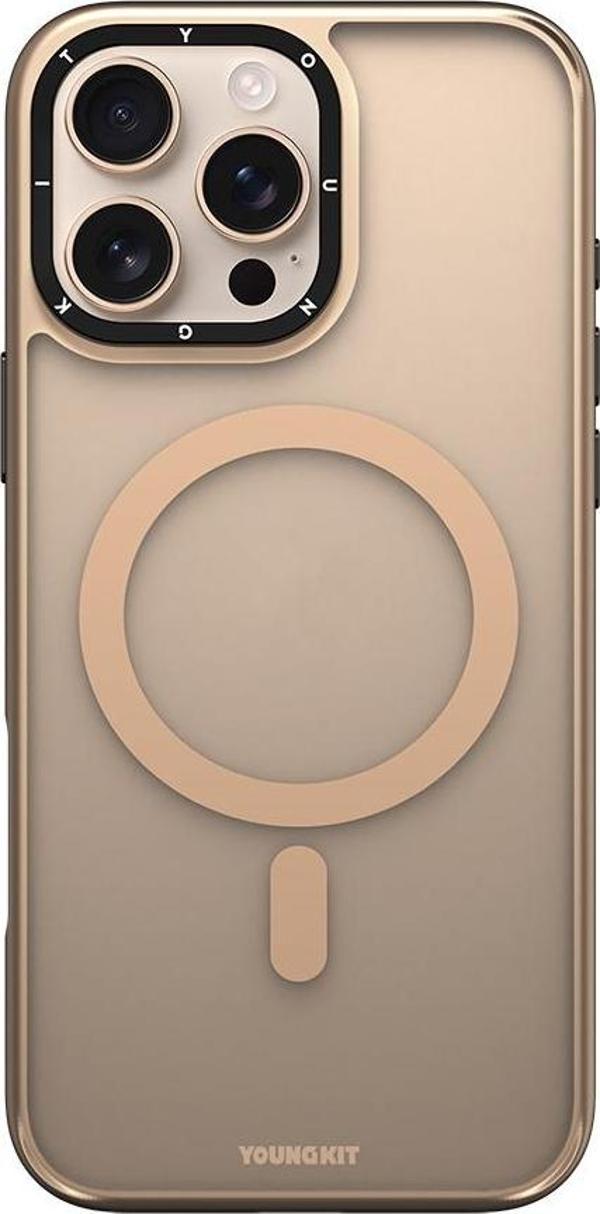 Apple iPhone 16 Pro Max Kılıf M-safe Şarj Özellikli Cam Arka Yüzey TPU Youngkit Gemstone Serisi Kapak - Image 1