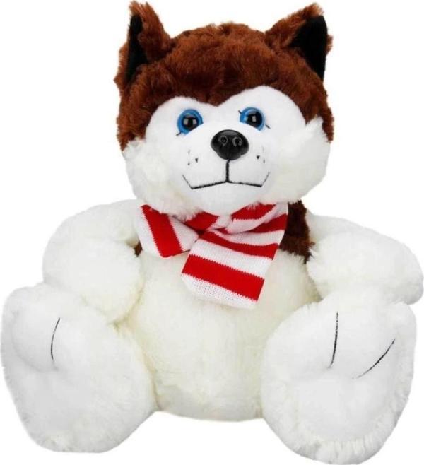Çocuk Sunman Oturan Husky Atkılı Peluş Köpek 30 cm - Image 1