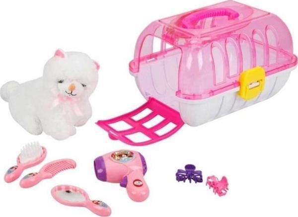Çocuk Oyuncak Çantalı Peluş Kedi Kuaför Seti - Image 1
