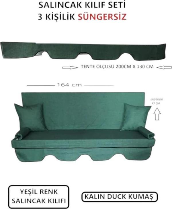 3 Kişilik Lüks Salıncak Kılıf Seti Süngersiz Yeşil 164*47 - Image 1