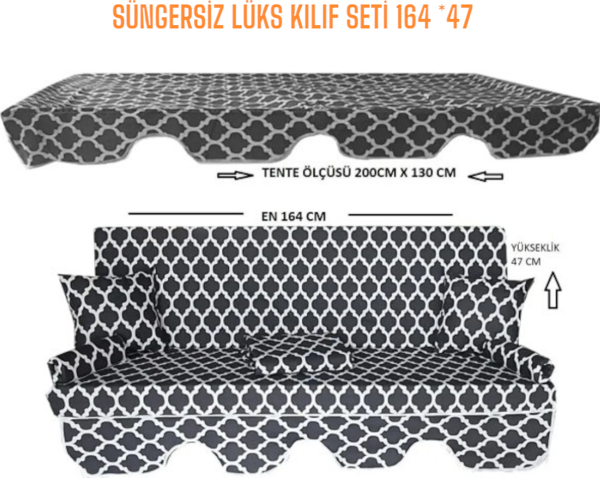 3 Kişilik Lüks Salıncak Kılıf Seti Süngersiz Karaçatı Desen 164*47 - Image 1