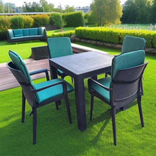 LÜKS ARKALIKLI SANDALYE MİNDERİ 4LÜ 4CM SÜNGERLİ YEŞİL - Image 1