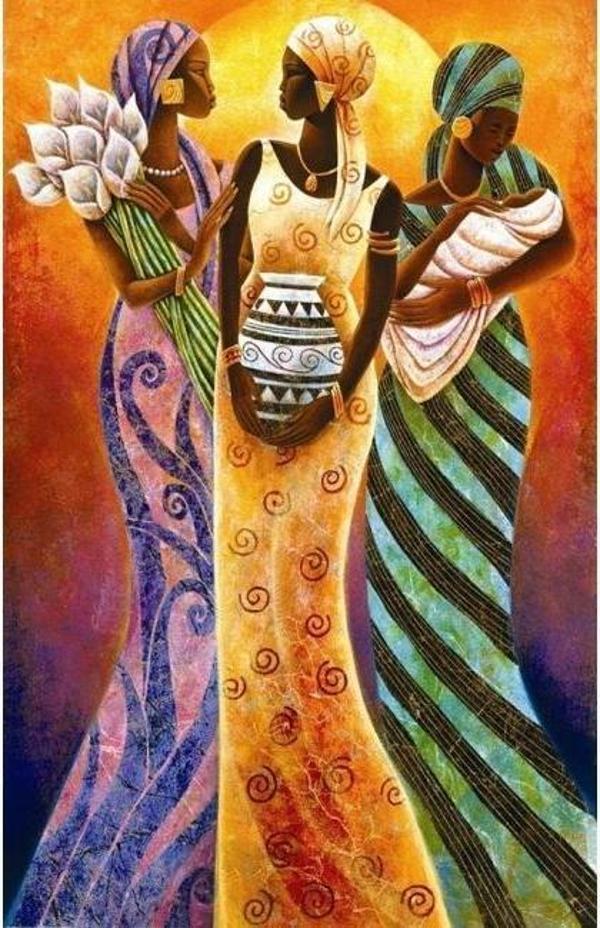 Canvas Afrika Kadınları Sayılarla Boyama Seti  Kasnaklı 70 x 90 cm - Image 1