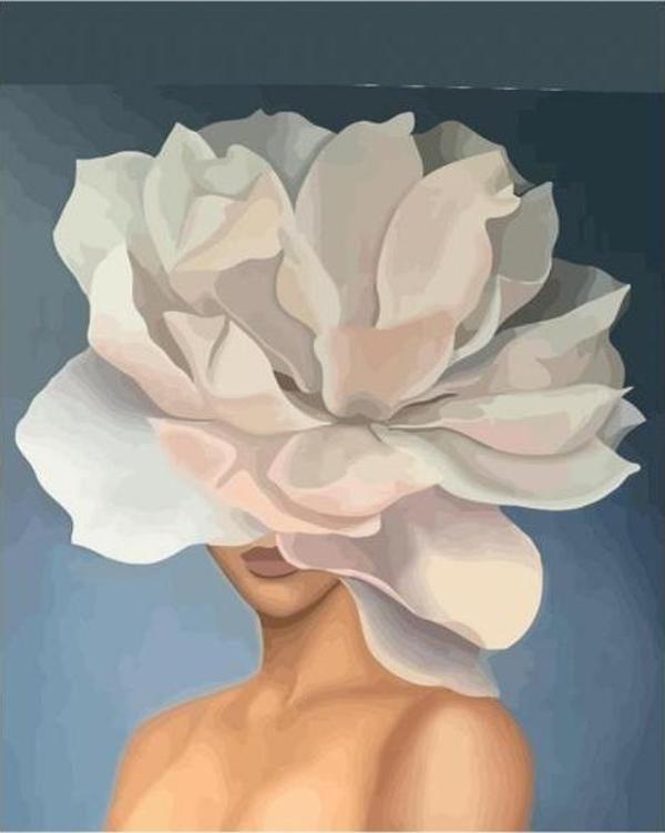 Canvas Çiçek Kadın19 Sayılarla Boyama Seti  Kasnaklı 50 x 65 cm - Image 1