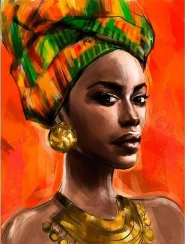 Canvas Afrikalı Güzel 7 Sayılarla Boyama Seti  Kasnaklı 70 x 90 cm - Image 1