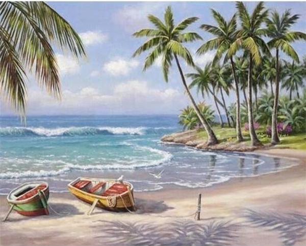 Canvas Ada ve Tatil Sayılarla Boyama Seti  Kasnaklı 90 x 110 cm - Image 1
