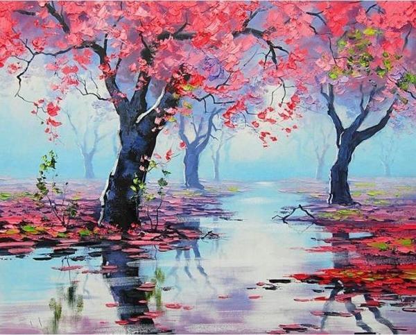 Canvas Bahar İhtişamı Sayılarla Boyama Seti  Kasnaklı 50 x 65 cm - Image 1