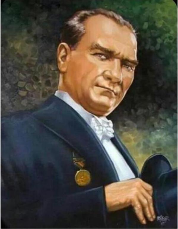Canvas Atatürk Porte Sayılarla Boyama Seti  Kasnaklı 100 x 140 cm - Image 1