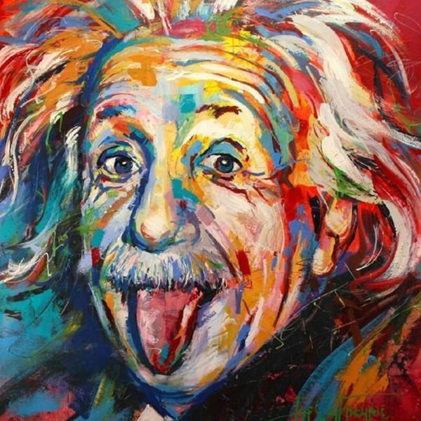 Canvas Albert Einstein Sayılarla Boyama Seti  Kasnaklı 50 x 65 cm - Image 1