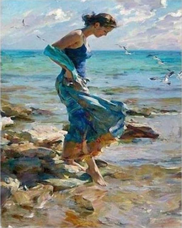 Canvas Denizdeki Ayaklar Sayılarla Boyama Seti  Kasnaklı 50 x 65 cm - Image 1