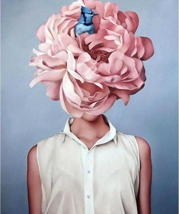 Canvas Çiçek Kadın 27 Sayılarla Boyama Seti  Kasnaklı 60 x 75 cm - Image 1