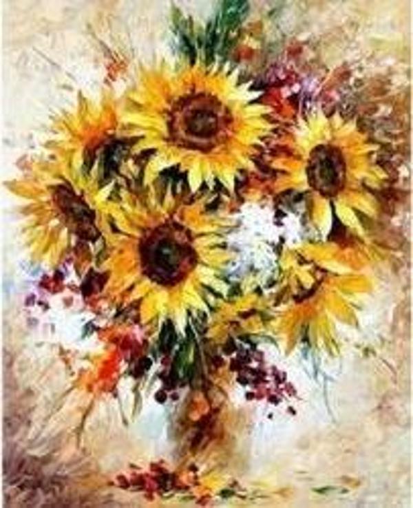 Canvas Ayçiçek Sayılarla Boyama Seti  Kasnaklı 90 x 110 cm - Image 1