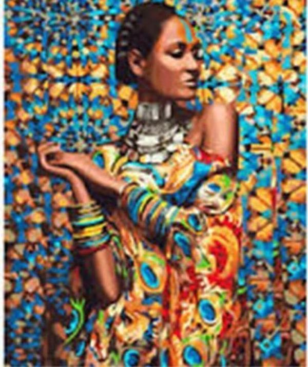 Canvas Afrikalı Güzel 2 Sayılarla Boyama Seti  Kasnaklı 60 x 75 cm - Image 1