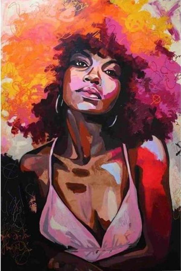 Canvas Afrikalı Güzel Sayılarla Boyama Seti  Kasnaklı 90 x 110 cm - Image 1