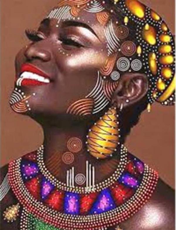 Canvas Afrikalı Güzel 8 Sayılarla Boyama Seti  Kasnaklı 50 x 65 cm - Image 1