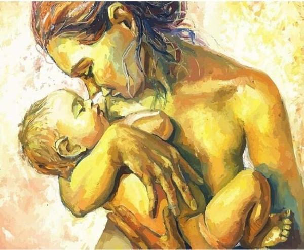 Canvas Bebeğim Sayılarla Boyama Seti  Kasnaklı 100 x 140 cm - Image 1