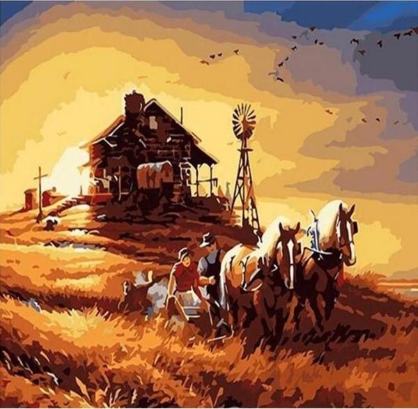 Canvas Başak Tarlası Sayılarla Boyama Seti  Kasnaklı 70 x 90 cm - Image 1