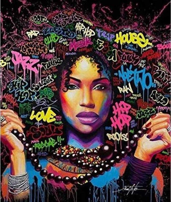 Canvas Afrikalı Güzel 13 Sayılarla Boyama Seti  Kasnaklı 40 x 50 cm - Image 1
