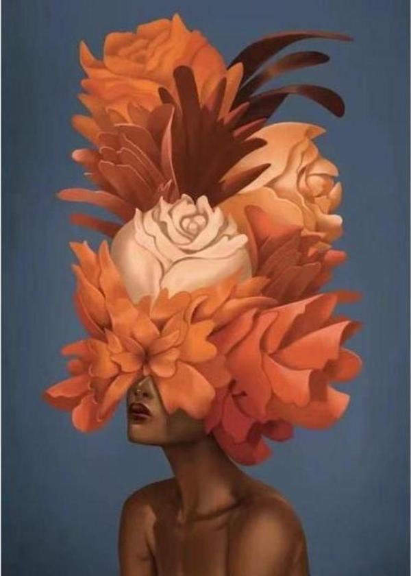 Canvas Çiçek Kadın 22 Sayılarla Boyama Seti  Kasnaklı 100 x 140 cm - Image 1