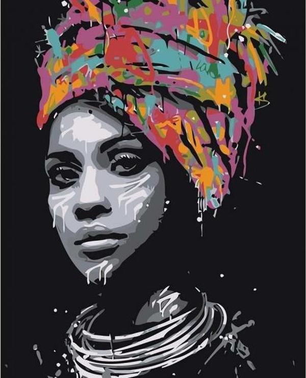 Canvas Afrikalı Güzel 1 Sayılarla Boyama Seti  Kasnaklı 60 x 75 cm - Image 1