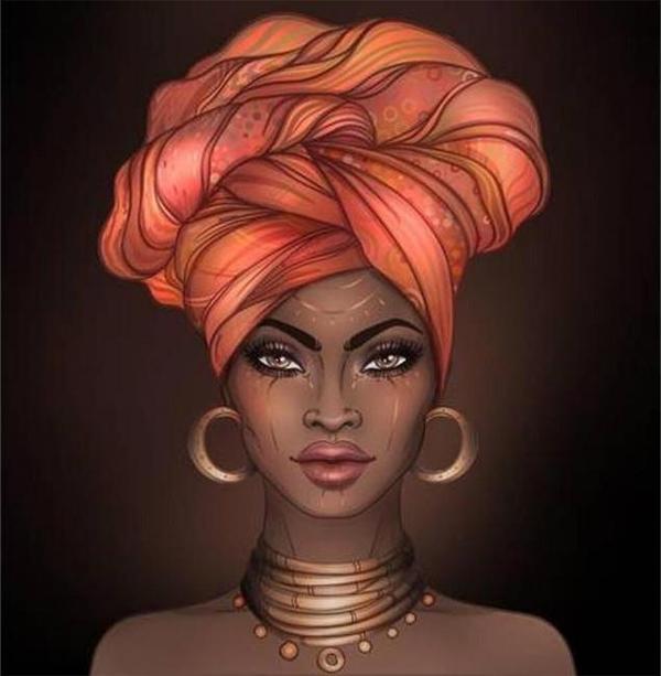 Canvas Afrikalı Güzel 11 Sayılarla Boyama Seti  Kasnaklı 70 x 90 cm - Image 1