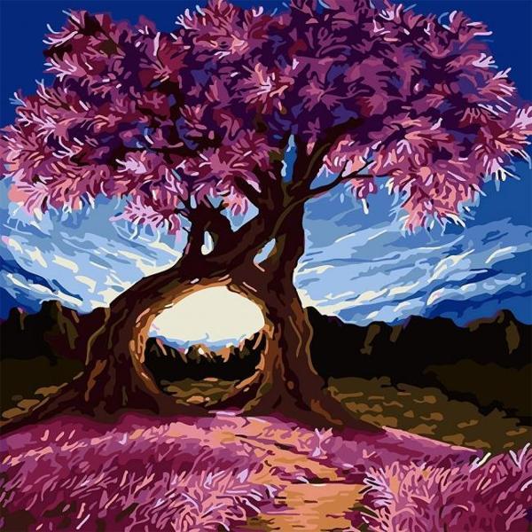Canvas Aşıklar Ağacı sayılarla Boyama Seti  Kasnaklı 70 x 90 cm - Image 1