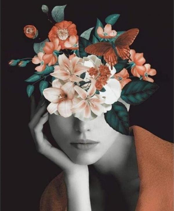 Canvas Çiçek Kadın 28 Sayılarla Boyama Seti  Kasnaklı 60 x 75 cm - Image 1